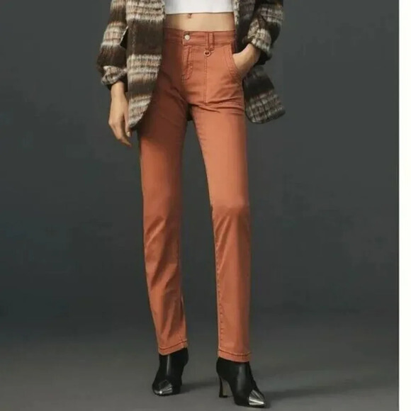 Anthropologie‎ Pilcro Jefferson Utility Pants Stretch Rose Orange 30 Petite - Picture 2 of 12